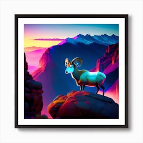 BIG HORN SHEEP ON A LEDGE Art Print