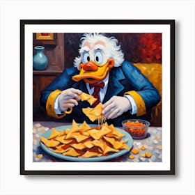 Duck Eating Chips Art Print