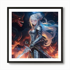 Anime Girl With Sword Art Print