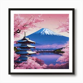 Cherry Blossoms In Fuji Art Print