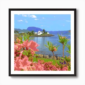 Scotland Landscape plockton Cool Pink Flora Art Print