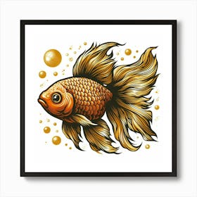 Illustration gold fish Art Print