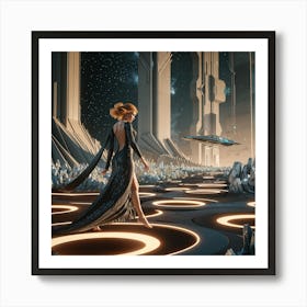 Futuristic Woman In Space Art Print