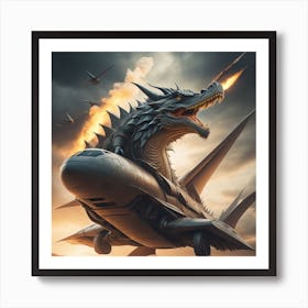 Dragon On Plane 02 Art Print