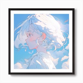 Anime Girl With White Hair Art Print