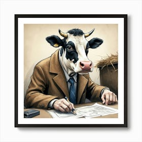 Cow In A Suit 3 Art Print