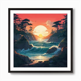 Sunset At The Beach Art Print