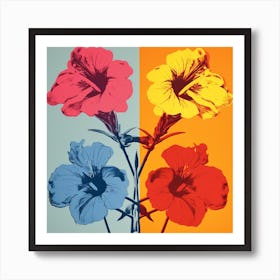 Andy Warhol Style Pop Art Flowers Florals 4 Square Art Print