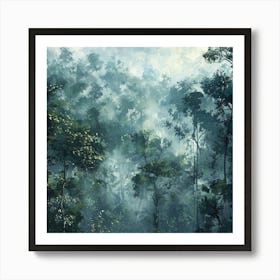 Forest Landscape With Mist Art Print