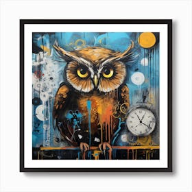 Owl Clock 1 Art Print