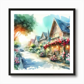 Watercolor Street Scene 1 Art Print