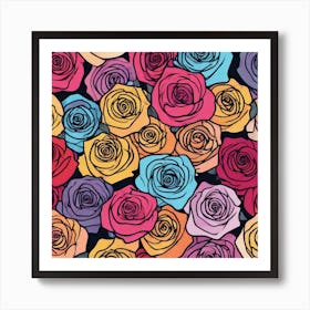 Roses Seamless Pattern 19 Art Print