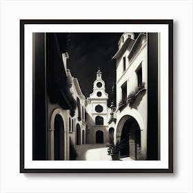 Black And White Street Scene Sorrento Art Print