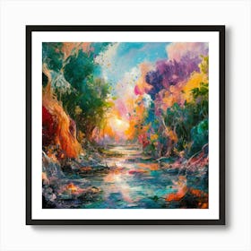 A stunning oil painting of a vibrant and abstract watercolor 12 Art Print