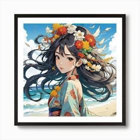 Flower Girl At The Beach 4 1 Art Print