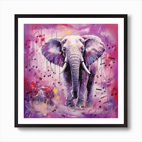 Music Notes Elephant 2 Art Print