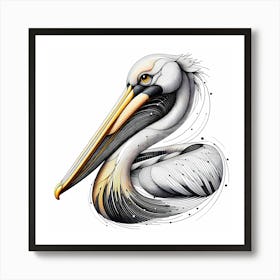 Pelican - Abstract Line Art Illustration 38 Art Print