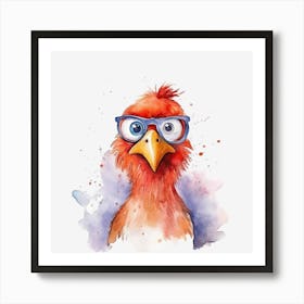 funny chicken portrait Art Print