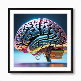 Brain On A Blue Background 2 Art Print