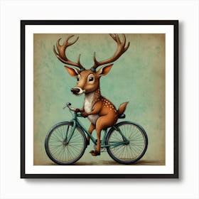 Deer On A Bike 2 Art Print