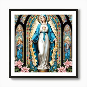 Virgin Mary at Garden Stained Glass #2 Art Print