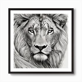 Lion Drawing Art Print