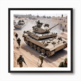 Israeli Tanks In The Desert 13 Art Print