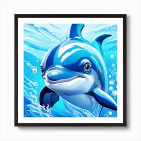 Blue Dolphin In The Water Art Print