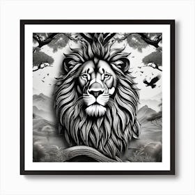 Lion In The Forest 60 Art Print