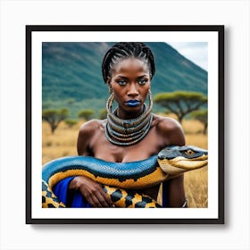 African Woman With Snake Art Print
