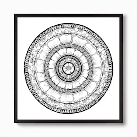 Circle - Mandala - Love Wealth Health Youthfulnes - White Black 1 Art Print