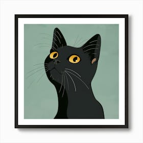 Black Cat With Yellow Eyes Art Print