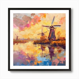 A swirling windmill in a riot of vibrant colors 1 Art Print