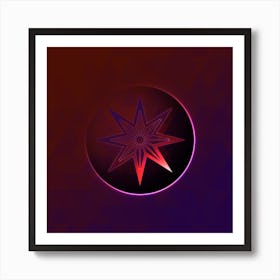 Geometric Neon Glyph on Jewel Tone Triangle Pattern 193 Art Print