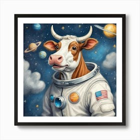 Cow In Space 9 Art Print