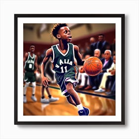 Basketball Player Dribbling 1 Art Print