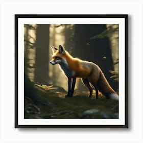 Fox In The Forest 80 Art Print