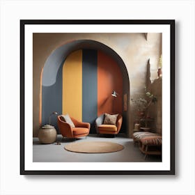 Living Room With Orange And Yellow Walls (wall art) Art Print