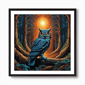 Owl In The Forest 37 Art Print