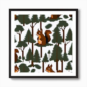 Squirrels In The Forest Art Print