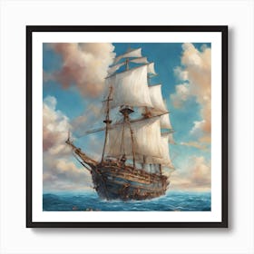 Pirate Ship In The Ocean Art Print