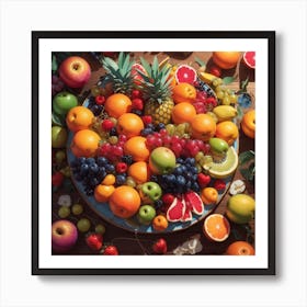 Absolute Reality V16 Top View Healthy Fruits Arrangement Highl 0 Art Print