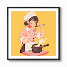 Anime Girl Cooking Affiche