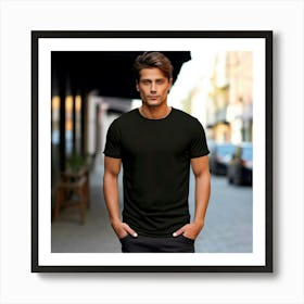 Mock Up Cotton Casual Wearable Printed Graphic Plain Fitted Loose Crewneck V Neck Sleeve (20) Art Print