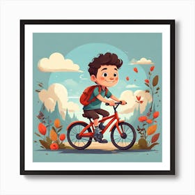 Boy Riding A Bike 1 Art Print