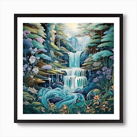 Waterfall In The Forest Art Print