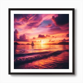 Sunset Sailboat Art Print