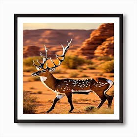 Deer In The Desert Art Print