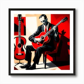 Man Playing Guitar*Cubist art * Art Print