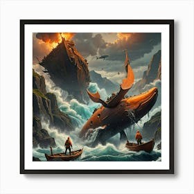 Wale In The Fjord Art Print